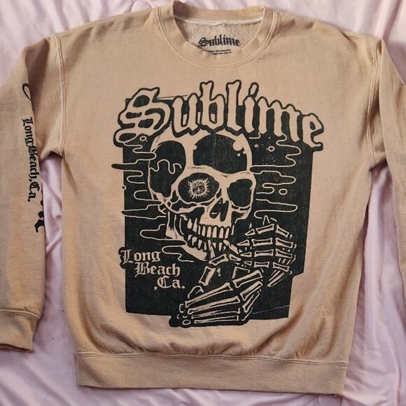 Urban outfitters Sublime Skull Long Beach Crew Neck Sweatshirt sz small New - Picture 5 of 12